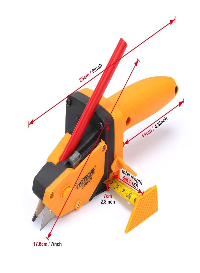 Hoteche Gypsum Board Cutting Tool Kit Multifunctional Plasterboard Cutter with 5m Meaturing Tape, Carpenter Pencil, and 5 Replaceable Cutter Blades for Foam Board, KT Board, Cardboard - Image 3