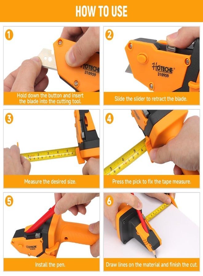 Hoteche Gypsum Board Cutting Tool Kit Multifunctional Plasterboard Cutter with 5m Meaturing Tape, Carpenter Pencil, and 5 Replaceable Cutter Blades for Foam Board, KT Board, Cardboard - Image 5