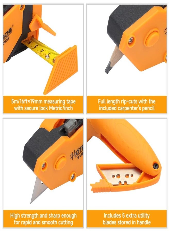 Hoteche Gypsum Board Cutting Tool Kit Multifunctional Plasterboard Cutter with 5m Meaturing Tape, Carpenter Pencil, and 5 Replaceable Cutter Blades for Foam Board, KT Board, Cardboard - Image 4