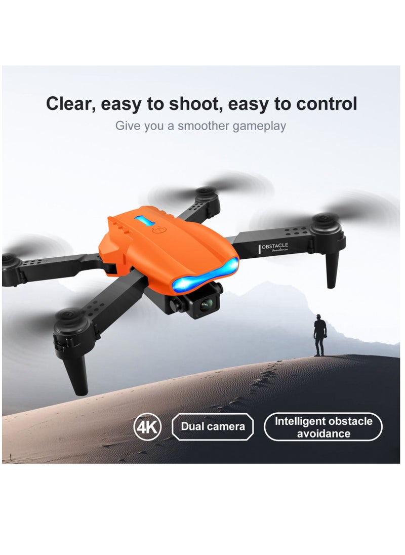 Generic - RC Drone with 4K Dual Camera Mini Drone Orange - Image 1