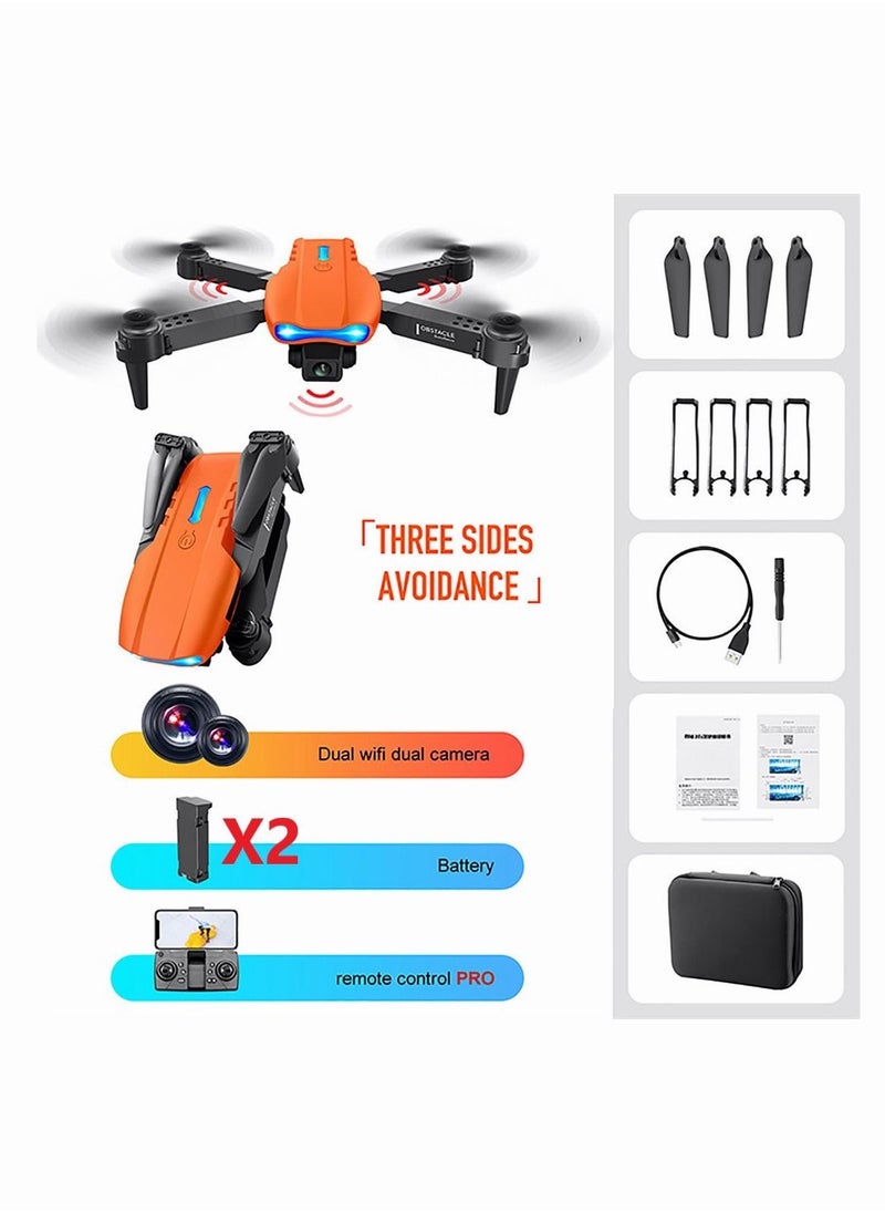 Generic - RC Drone with 4K Dual Camera Mini Drone Orange - Image 1