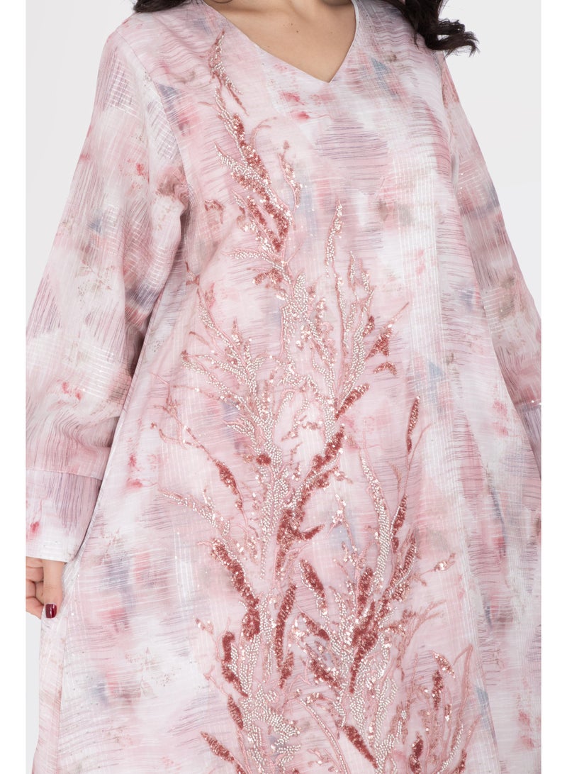 IKKXA Delicate Design Crystal Embroidery Jalabiya - Image 2
