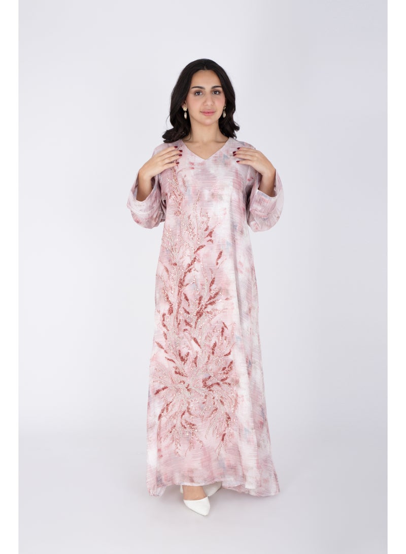 IKKXA Delicate Design Crystal Embroidery Jalabiya - Image 5