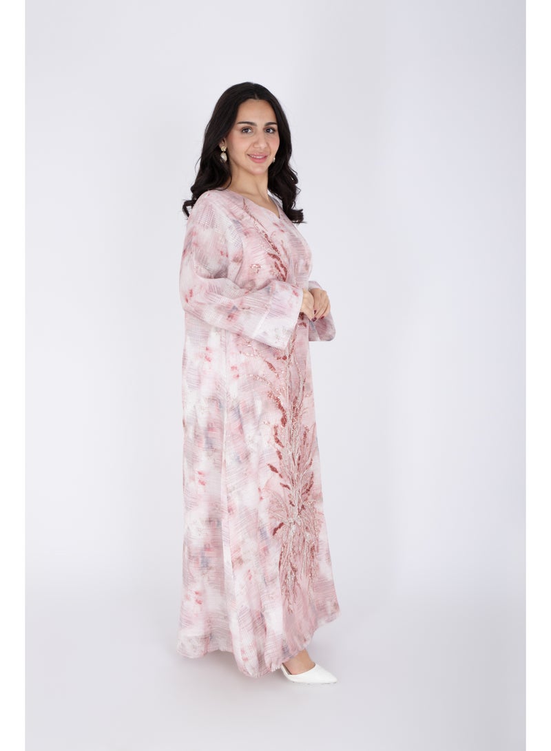 IKKXA Delicate Design Crystal Embroidery Jalabiya - Image 3