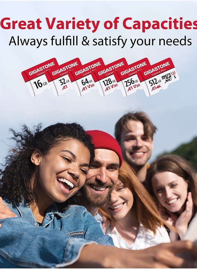 Gigastone - [Gigastone] Micro SD Card 32GB 5-Pack, Camera Plus, MicroSDHC Memory Card for Video Camera, Wyze Cam, Security Camera, Roku, Full HD Video Recording, UHS-I U1 A1 Class 10, up to 90MB/s, with Adapter - Image 1