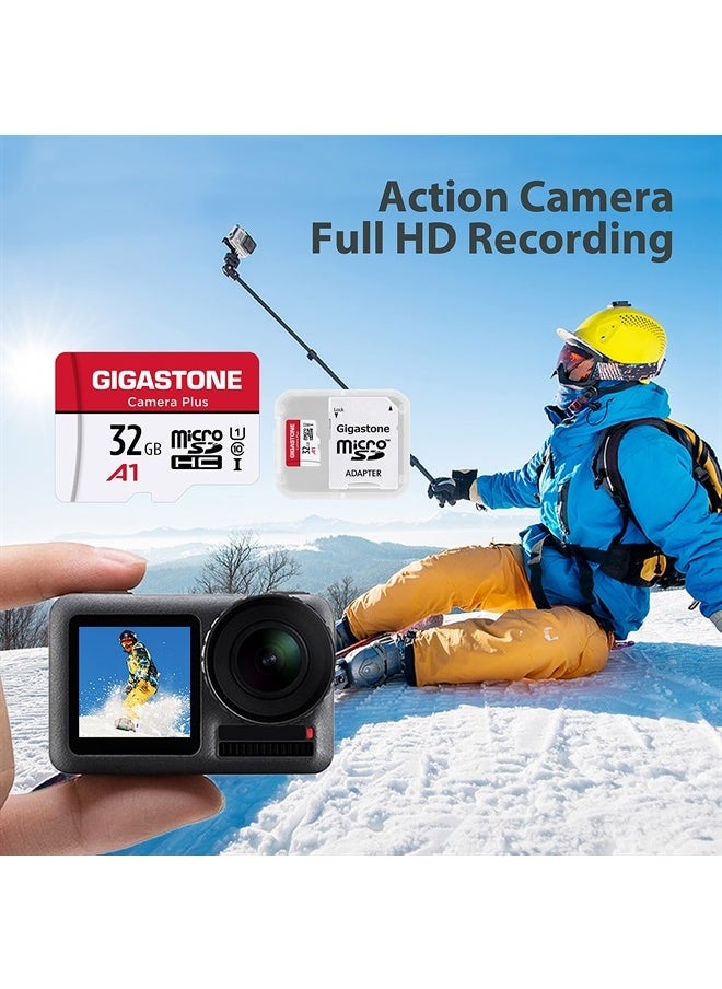 Gigastone - [Gigastone] Micro SD Card 32GB 5-Pack, Camera Plus, MicroSDHC Memory Card for Video Camera, Wyze Cam, Security Camera, Roku, Full HD Video Recording, UHS-I U1 A1 Class 10, up to 90MB/s, with Adapter - Image 1