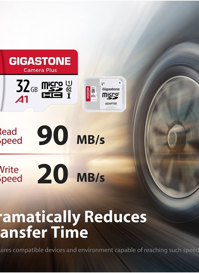 Gigastone - [Gigastone] Micro SD Card 32GB 5-Pack, Camera Plus, MicroSDHC Memory Card for Video Camera, Wyze Cam, Security Camera, Roku, Full HD Video Recording, UHS-I U1 A1 Class 10, up to 90MB/s, with Adapter - Image 1