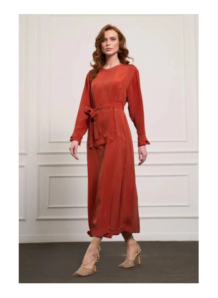 Relaxed-Fit Silk Dress - Orange