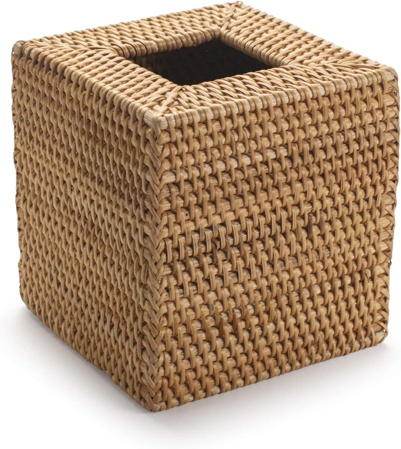 DECRAFTS Rattan Tissue Box Cover Natural Woven Facial Napkin Holder Square (Natural, 5.5x5.5x5.9 Inch) - Image 2