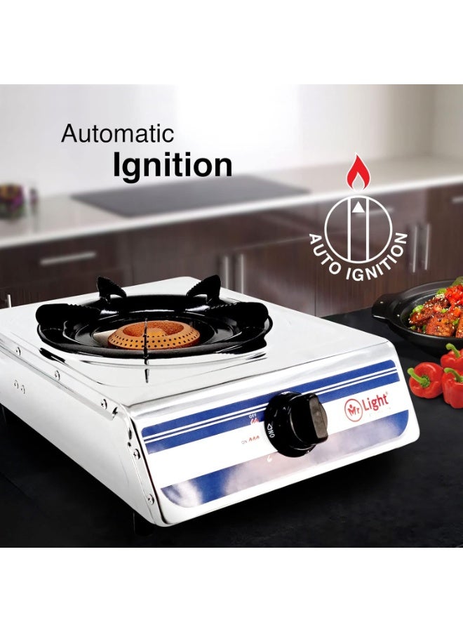 Mr. Light Single GAS Burner, Attractive Design, One Burner Stove Cooktop With Auto Ignition, Outdoor Grill Camping Stoves Stainless Steel Body. Mr.2557 - Image 2