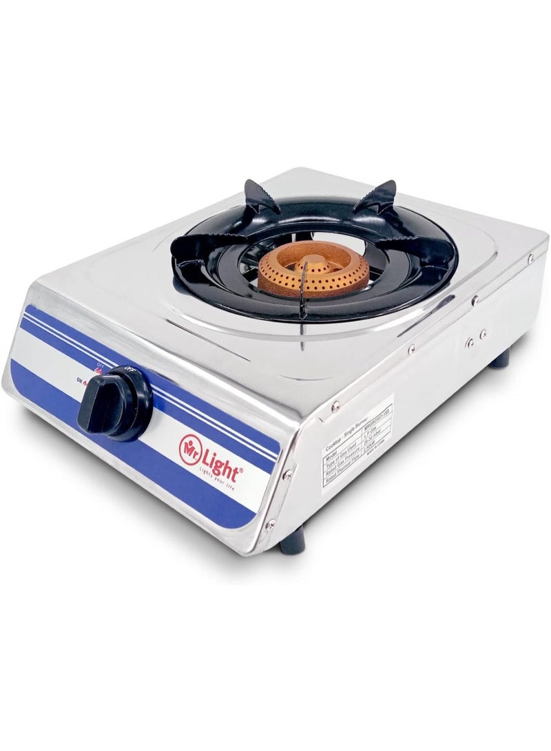 Mr. Light Single GAS Burner, Attractive Design, One Burner Stove Cooktop With Auto Ignition, Outdoor Grill Camping Stoves Stainless Steel Body. Mr.2557 - Image 1
