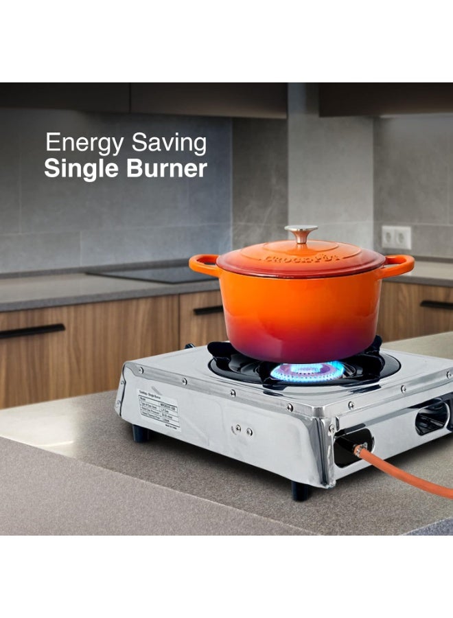 Mr. Light Single GAS Burner, Attractive Design, One Burner Stove Cooktop With Auto Ignition, Outdoor Grill Camping Stoves Stainless Steel Body. Mr.2557 - Image 3