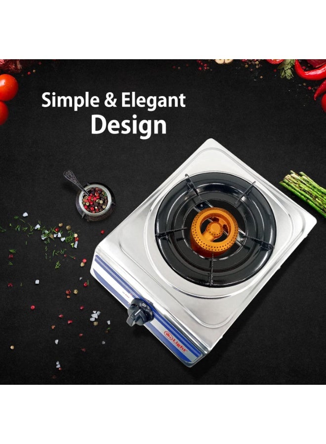 Mr. Light Single GAS Burner, Attractive Design, One Burner Stove Cooktop With Auto Ignition, Outdoor Grill Camping Stoves Stainless Steel Body. Mr.2557 - Image 4