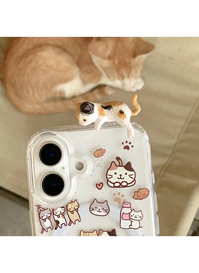 Generic Magnetic Case for iPhone 16, Cute Cat Cartoon Pattern 3D Cat Doll Phone Case, Slim Case Compatible with iPhone 16, TPU+PC Material Anti-Scratch Shockproof Protective Phone Fashion Cover Women Girls  - Image 2