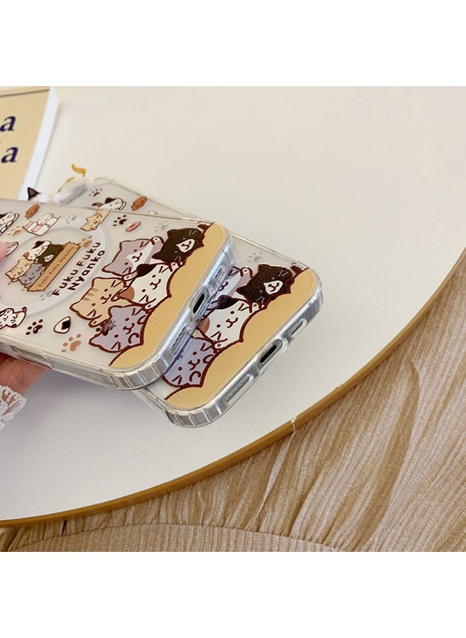 Generic Magnetic Case for iPhone 16, Cute Cat Cartoon Pattern 3D Cat Doll Phone Case, Slim Case Compatible with iPhone 16, TPU+PC Material Anti-Scratch Shockproof Protective Phone Fashion Cover Women Girls  - Image 3
