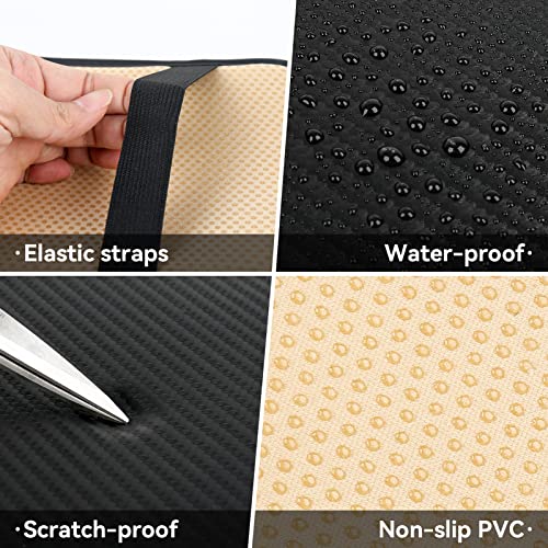 Amiss Car Center Console Pad, Universal Waterproof Car Armrest Seat Box Cover, Car Interior Accessories, Carbon Fiber PU Leather Auto Armrest Cover Protector for Most Vehicle, SUV, Truck, Car (Black) - Image 3