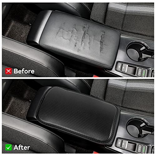 Amiss Car Center Console Pad, Universal Waterproof Car Armrest Seat Box Cover, Car Interior Accessories, Carbon Fiber PU Leather Auto Armrest Cover Protector for Most Vehicle, SUV, Truck, Car (Black) - Image 4