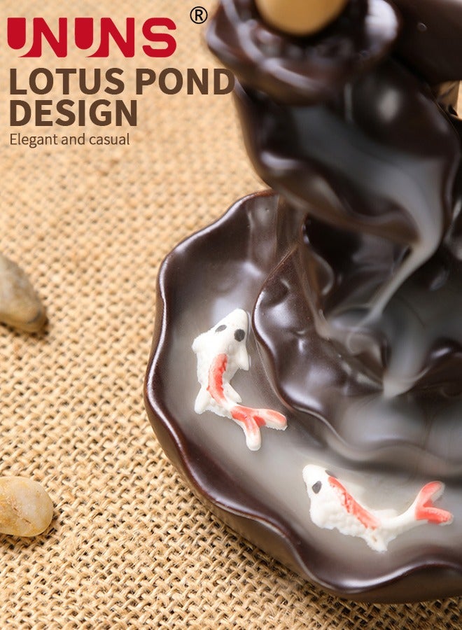 UNUNS Incense Holder,Moon Shape Backflow Incense Holder,Ceramic Hand-Made Incense Fountain Burner,Aromatherapy Home Decoration,10.5×8.5×10.2cm - Image 4