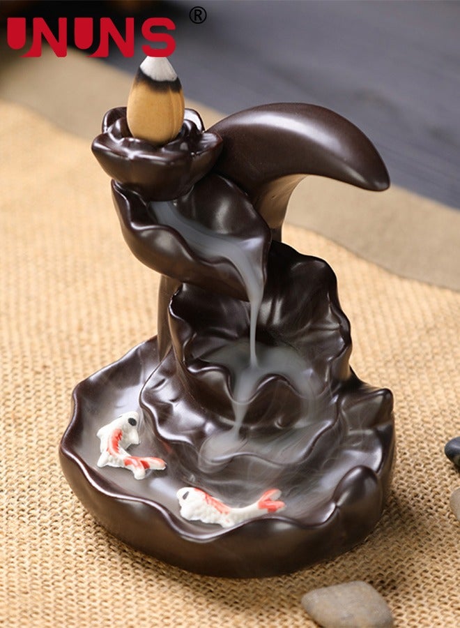 UNUNS Incense Holder,Moon Shape Backflow Incense Holder,Ceramic Hand-Made Incense Fountain Burner,Aromatherapy Home Decoration,10.5×8.5×10.2cm - Image 3