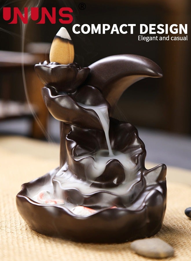 UNUNS Incense Holder,Moon Shape Backflow Incense Holder,Ceramic Hand-Made Incense Fountain Burner,Aromatherapy Home Decoration,10.5×8.5×10.2cm - Image 5