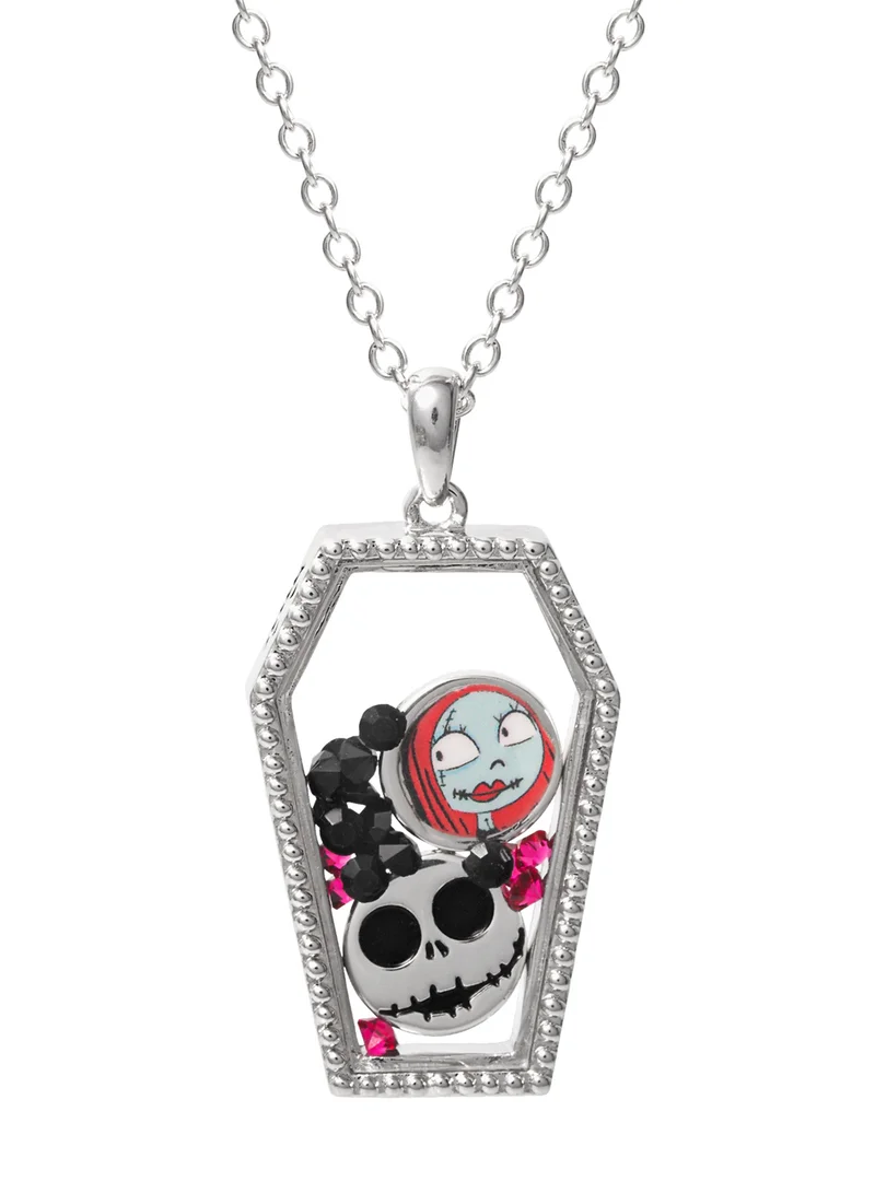 ديزني Nightmare Before Christmas Red And Black Silver Plated Floating Stone Necklace CF01113RRML-Q