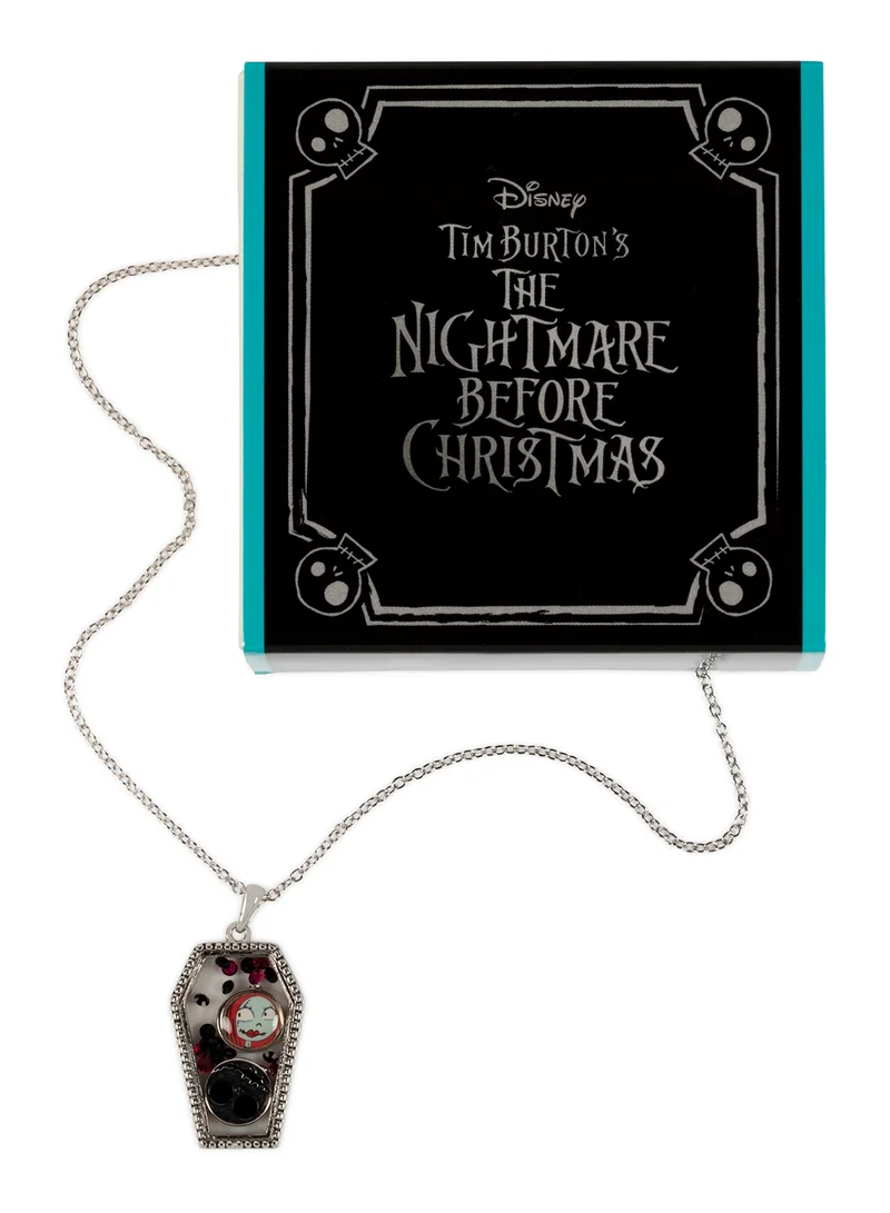 Disney Nightmare Before Christmas Red And Black Silver Plated Floating Stone Necklace CF01113RRML-Q