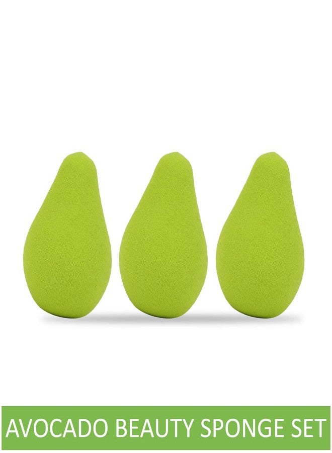 INCOLOR Face Makeup Beauty Blender Sponge Puff for Powder Concealer and Foundation Applicator Set of 3 (Avocado) - Image 3