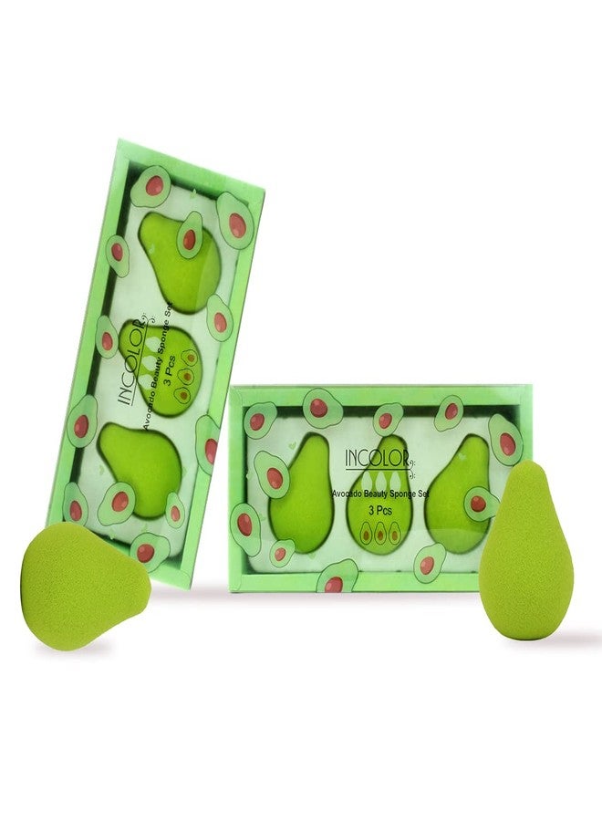 INCOLOR Face Makeup Beauty Blender Sponge Puff for Powder Concealer and Foundation Applicator Set of 3 (Avocado) - Image 1