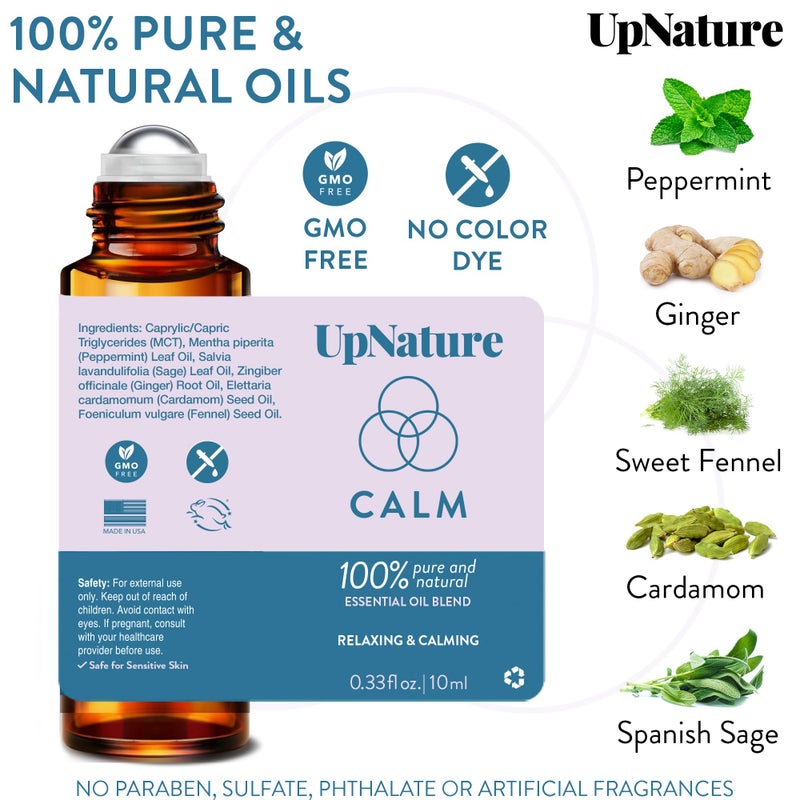 UpNature Calm Essential Oil Roll On - 100% Natural Stress Relief Aromatherapy - Self Care Gifts for Women & Men - Image 3