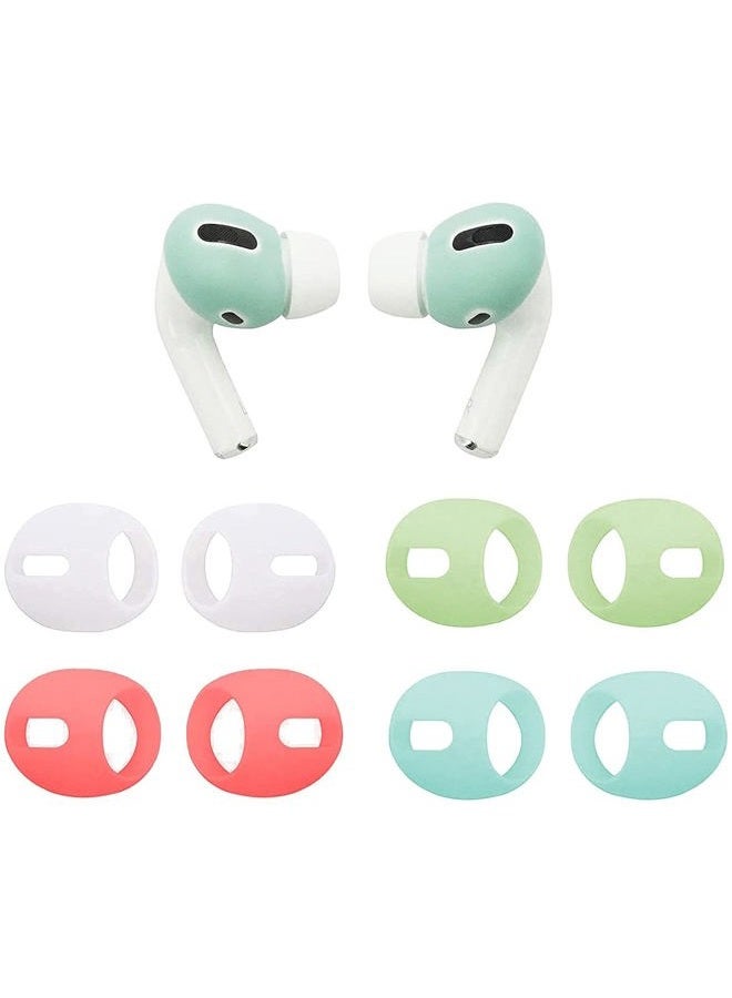 AirPod Pro Eartips Cover Anti-Slip Earuds Covers Silicone Compatible with AirPods Pro【 Fit in The Charging Case 】, 4 Pairs White/Red/Green1/Green2 wrgg