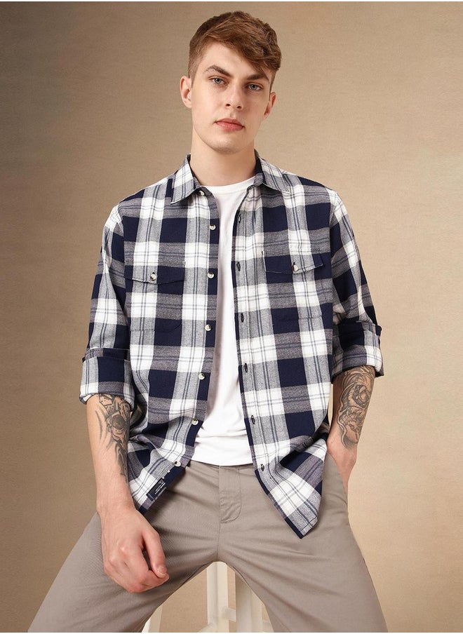 Dennis Lingo Checked Relaxed Fit Shirt with Pockets  - Image 1