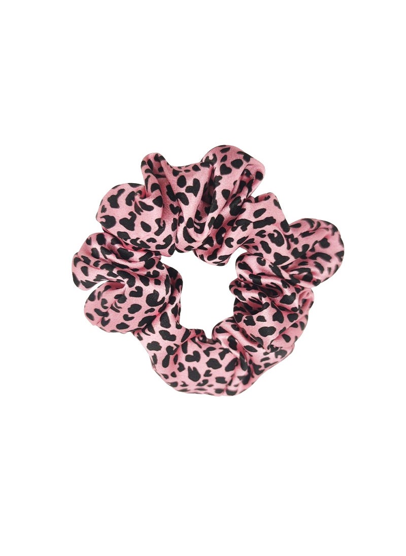 Generic - Silk large intestine hair band slip mulberry silk small intestine hair band 19 m 3cm silk head rope cross-border foreign trade customization Pink leopard print 3cm hair ring (100% mulberry silk) - Image 1