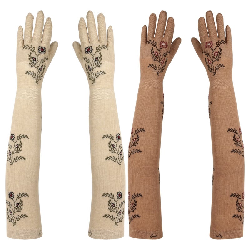 Footmate Cotton Elbow-Length Sun Protection Gloves for Women, Pair 2 Lightweight (2, Skin - Biscuit, Free Size) - Image 5