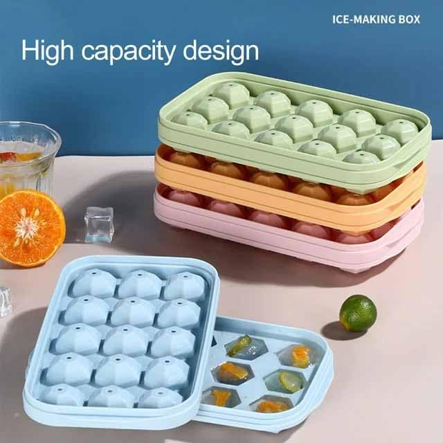 TGOPIT Ice Cube Tray with Lid Ice Cube Trays for FreezerPress Type Silicone Square Ice Cube MoldFoodGrade Ice Cube Moulds Release All Ice Cubes in One Second Reusable 15 Ice Cube TrayMulti - Image 3