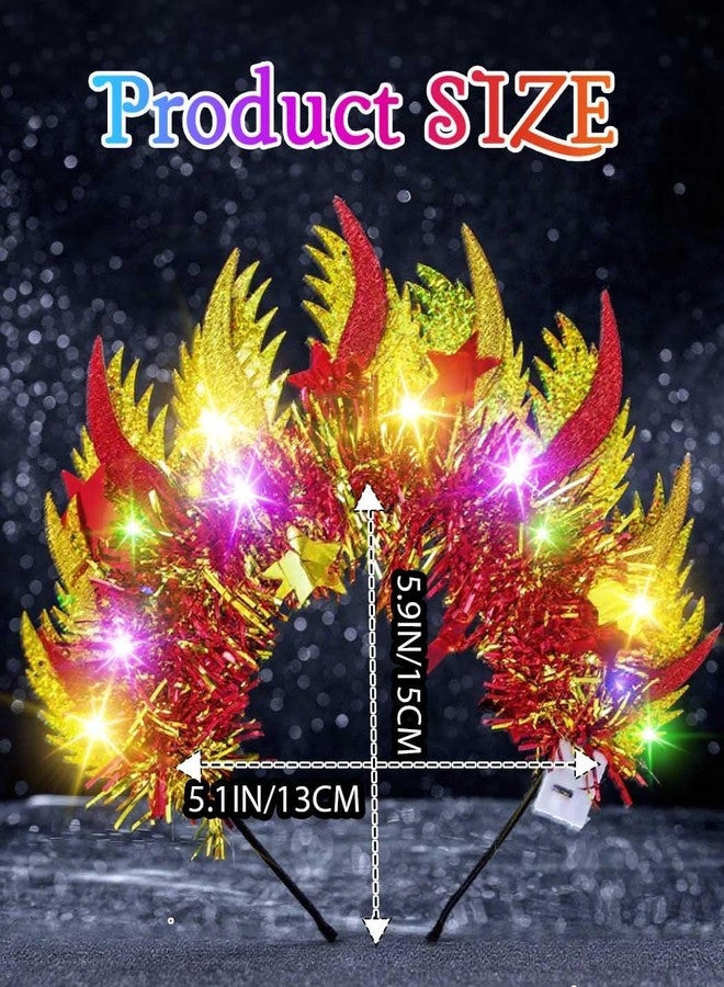 كامبسيس طوق رأس مضيء على شكل لهب من كامبسيس، قطعة رأس حمراء متوهجة بتقنية LED، زي تنكري للمهرجانات والهالوين، إكسسوارات شعر للنساء - Image 2