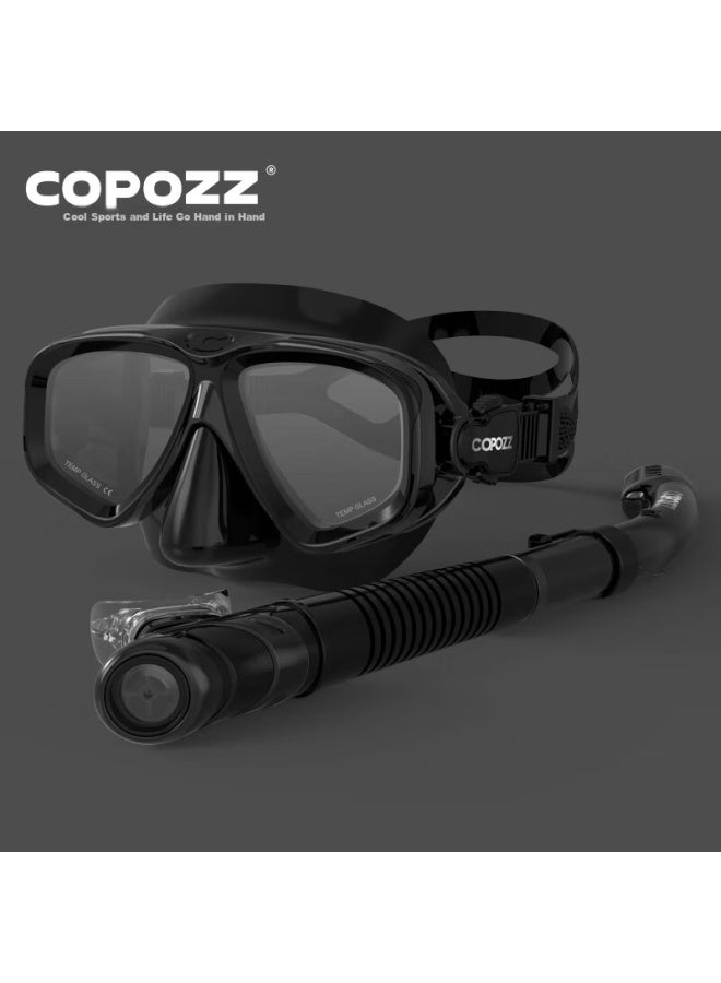 Copozz Coolbreaker Snorkeling Mask Underwater Diving Goggles Full Dry Swimming Gear Black Mask And Snorkel Set - Image 1