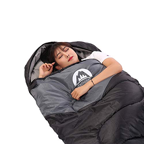 SWTMERRY Sleeping Bag 3 Seasons (Summer, Spring, Fall) Warm & Cool Weather - Lightweight,Waterproof Indoor & Outdoor Use for Kids, Teens & Adults for Camping Hiking, Backpacking (Black Grey) - Image 4