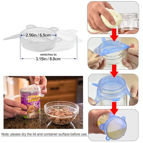 Adpartner Silicone Can Lids (10 Pack, All 2.6'' Diameter), Reusable Silicone Stretch Lids for Pet Food Cans, BPA-free Seal Can Covers for Yogurt Jars Soda Regular Mason Jars Canned Pet Foods - Image 3