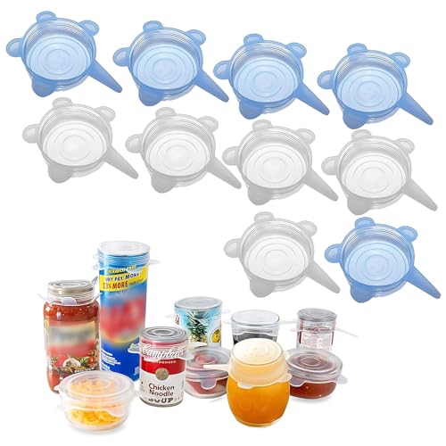 Adpartner Silicone Can Lids (10 Pack, All 2.6'' Diameter), Reusable Silicone Stretch Lids for Pet Food Cans, BPA-free Seal Can Covers for Yogurt Jars Soda Regular Mason Jars Canned Pet Foods - Image 1