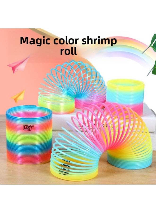 Magic Rainbow Circle Tower Spring Puzzle Luminous Spring Loop Boys Girls Large Spring Loop Toy Luminous Small Size-Color:Rainbow Circle 3.2*3.5cm  - Image 1