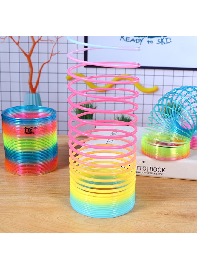 Magic Rainbow Circle Tower Spring Puzzle Luminous Spring Loop Boys Girls Large Spring Loop Toy Luminous Small Size-Color:Rainbow Circle 3.2*3.5cm  - Image 5