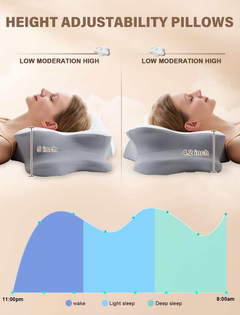 VJASD Cervical Neck Pillow for Pain Relief â€“ Ergonomic Memory Foam Pillow for Side Sleeper Contour Orthopedic Bed Pillow for Neck Support with Cooling Cover â€“ Ideal Christmas Birthday Gift for Women Men - Image 5
