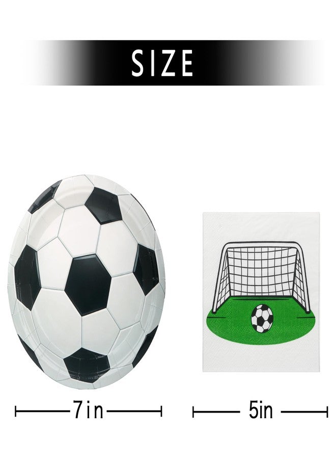 Pandecor 20 Pieces 7 inches Cake Dessert Plates and 20 Pieces 5 inches Cocktail Napkins for Soccer and Football Birthday Party - Image 4