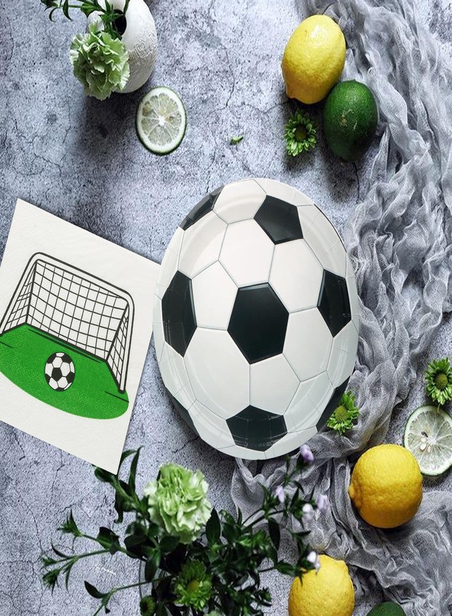 Pandecor 20 Pieces 7 inches Cake Dessert Plates and 20 Pieces 5 inches Cocktail Napkins for Soccer and Football Birthday Party - Image 5