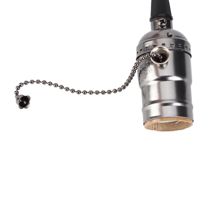 E26 Vintage Pendant Light Holder with Pull Chain Switch Lamp Base Ceiling Mounted (Black) - Image 5