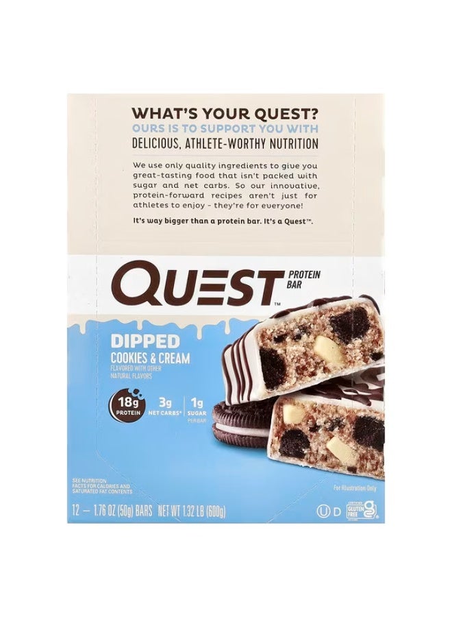 Quest Nutrition، بار بروتين، بسكويت مغموس وكريمة، 12 بار، 1.76 أونصة (50 جم) لكل بار