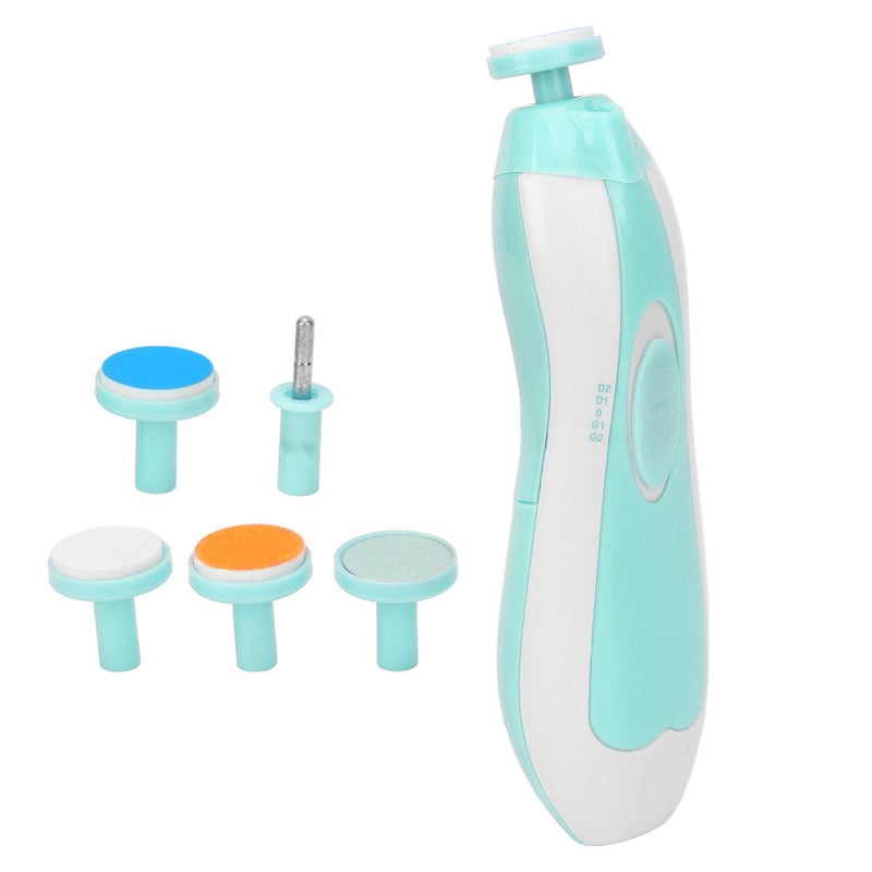 Baby Electric Nail Grinder Low Noise Manicure Care Portable Infants Nail File with 6 Grinding Head Sky Blue - Image 4