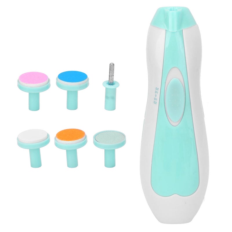 Baby Electric Nail Grinder Low Noise Manicure Care Portable Infants Nail File with 6 Grinding Head Sky Blue - Image 2