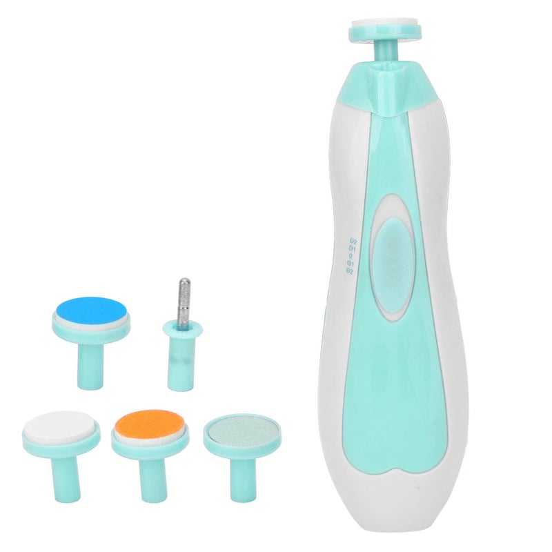 Baby Electric Nail Grinder Low Noise Manicure Care Portable Infants Nail File with 6 Grinding Head Sky Blue - Image 5