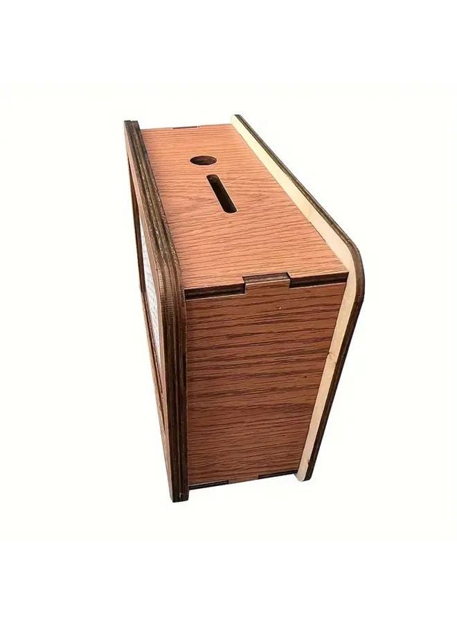 بنك بنس خشبي فاتح اللون مع عداد صندوق ادخار منزلي صغير 1000 يورو - Image 5